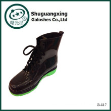 Shugxin Cheap Fashion Women's Low Rubber Black PVC Rain Boots Wedge Heel with Buckle 2014 B-817